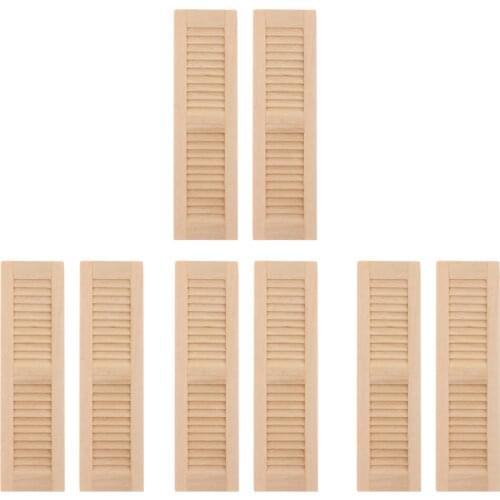 Set of 8pcs Handmade 1/12 Dollhouse Wooden Shutters DIY Window Furniture Accessories Hands-On Toy