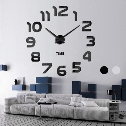 DIY Wall Clock Sticker 3D Acrylic Digital Mirror Fashion Modern Quartz Clocks Living Room Decoration Frameless Wall Clock