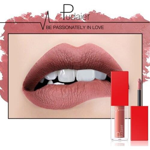 Pudaier New Matte Lipstick Non Stick Cup Lip Color Nude Face Non Fade Lipstick Makeup Goods Cosmetic Gift for Women Hot Selling