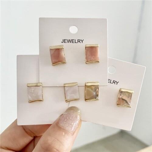 2019 new design creative square pale pink earrings fashion jewelry gift temperament statement earrings Korean earrings for women