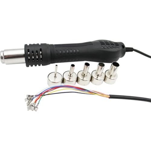 New Arrived Heat Gun Hot Air Desoldering Gun Handle FOR 858 8858D 878A 878 Rework Soldering Station BGA Repair with 5pcs Nozzle