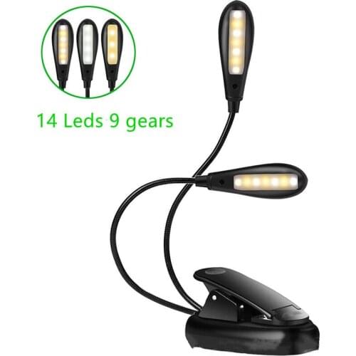 Portable Reading Light 9 File Clip Desk Lamp Led Rechargeable Eye Protection Music Stand Light Piano Light Travelling Light
