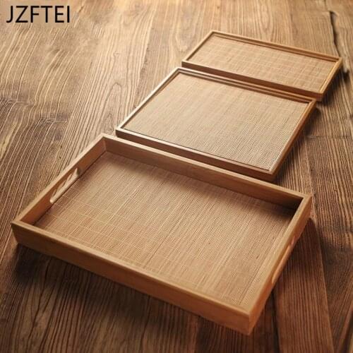 Rectangle Bamboo Tea Tray Serving Table Plates Food Storage Plate For The Hotel With Handle Serving Tray Decoration For Home