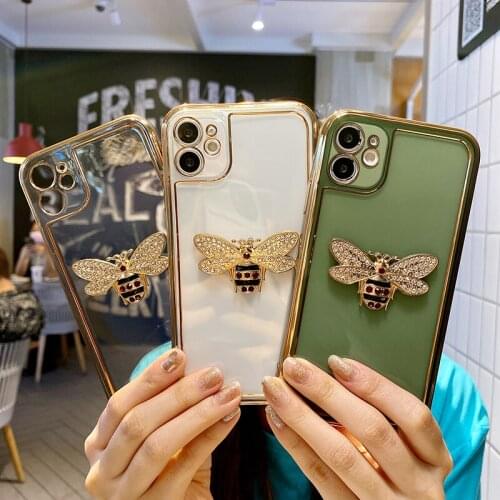 Luxury brand plating Pearl bee bumper protection soft silicon Case for apple iPhone 12 Pro Max MiNi 7 8 Plus X XS XR 11 SE Cover