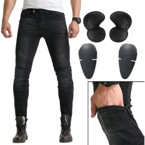 Korea sale Men Off Road Riding Pants motorcycle Racing Jeans Motorbike Trouser Knee Hip Pads Knight Hole Scratch Jeans WF-17