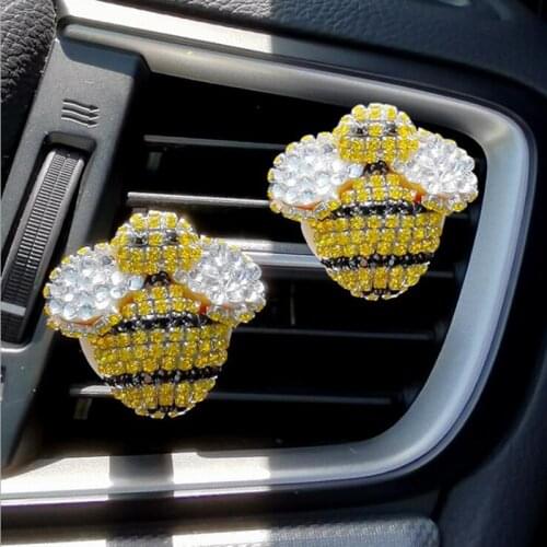 Cute Diamond Car Accessories for Girls Moon Girl Mini Bee Car Perfume Air Freshener Aromatherapy Clip Cute Freshener Ornament