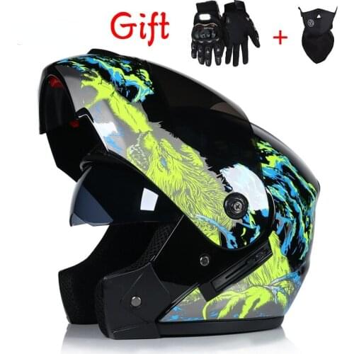 Uncovered Helmet Male Electric Motorcycle Female Double Lens Electric Four Seasons Helmet Helmet Sunscreen Full Face Helmet