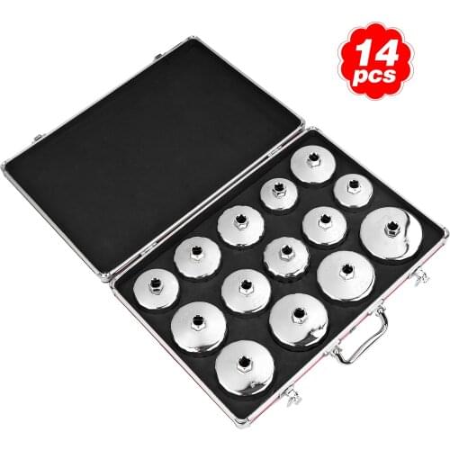Universal Oil Filter Cap Wrench Metric 14pcs Socket Set Tool Kit 65-102mm Compatible with Mercedes Benz VW BMW and More