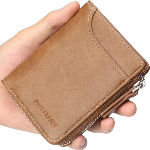 Baellerry Vintage Men Wallet Leather Short Wallets Male Multifunctional Purse Coin Pocket Driver License Holder Carteras Hombre