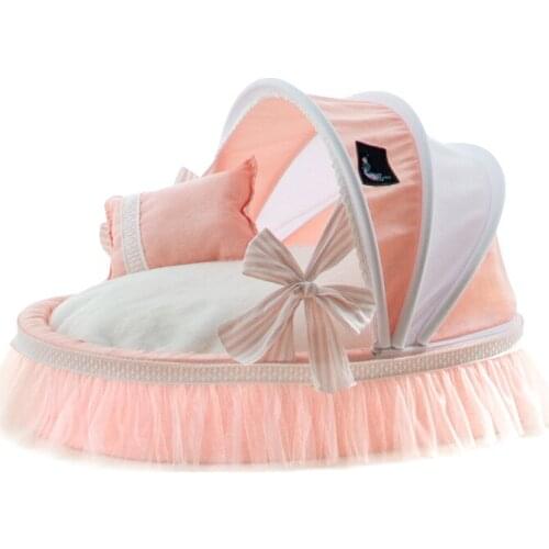 Factory Supply Round Soft Beautiful Cat Dog Bed With Cover For Large Small Puppy Kitten Chihuahua Indoor Tent