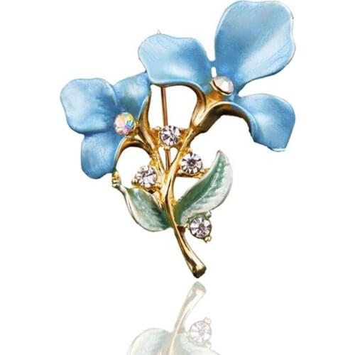 Fashion Fine Jewelry Vintage beautiful Flower Crystal Drip Rhinestone Pin Brooches Women