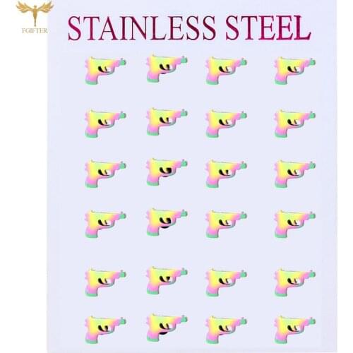 Hot Sale Color Gun Ear Studs for Women Stainless Steel Personalized Earrings Jewelry Girlfriend Anniversary Gift