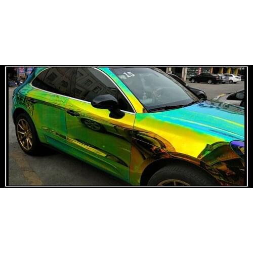 2pcs 50*135cm Electro Coating Green Gold Car Body Film Metal Vinyl Car Wrap Stickers for Car Styling