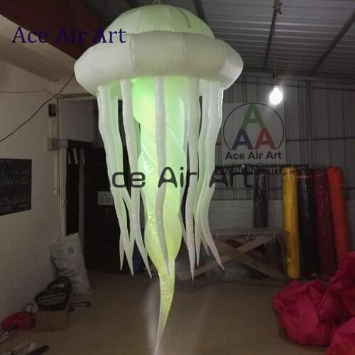 3m H lighting inflatable jellyfish replica,More vivid Jelly fish model with LED Bubbles for party decoration