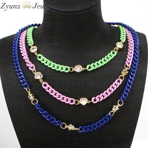 5PCS, Vintage Crystal Star Heart Chain Necklace For Women Classic Gold Choker Necklaces Female Fashion Enamel Jewelry Collar