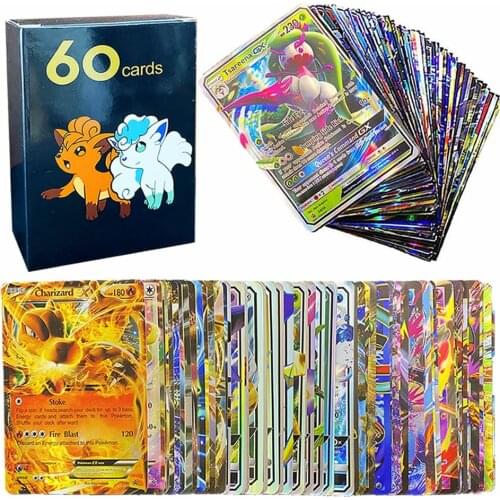 60pcs Pokemon English Version Shining Cards Box Playing Game GX EX Display Booster Pokémon MEGA Carte Battle Trading Kids Toys
