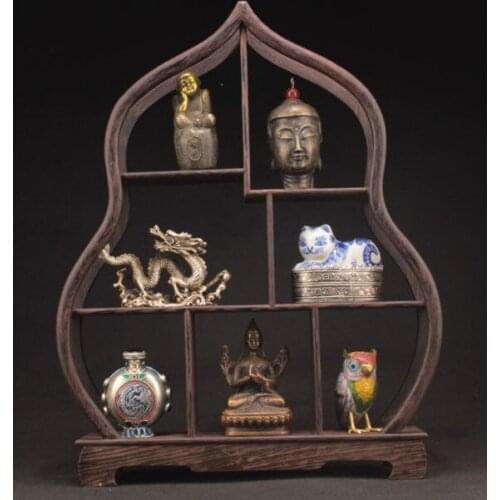 SUPERB BIG OLD ROSEWOOD HAND CARVED BURNISH STAND SHELF FOR SNUFF BOTTLE