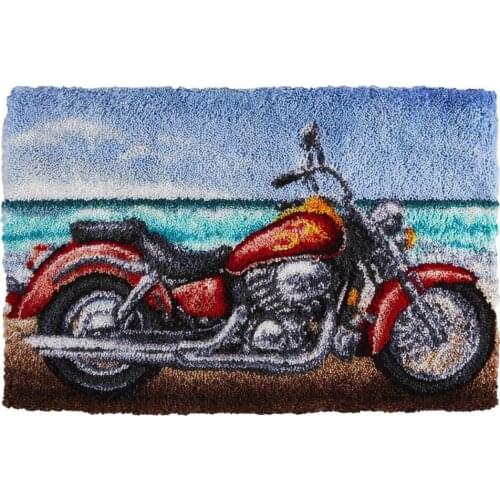 DIY Latch Hook Rugs Kits for Adults Beginners Kids Children with Pattern Printed Motorcycle Canvas Rug Crochet Patterns Yarn