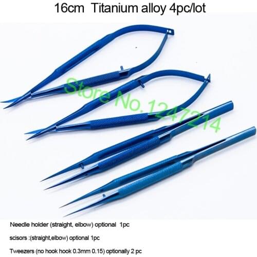 12 14 16 18cm Titanium alloy ophthalmic instruments Needle Holder Micro scissors Tweezers hand surgery Health Beauty