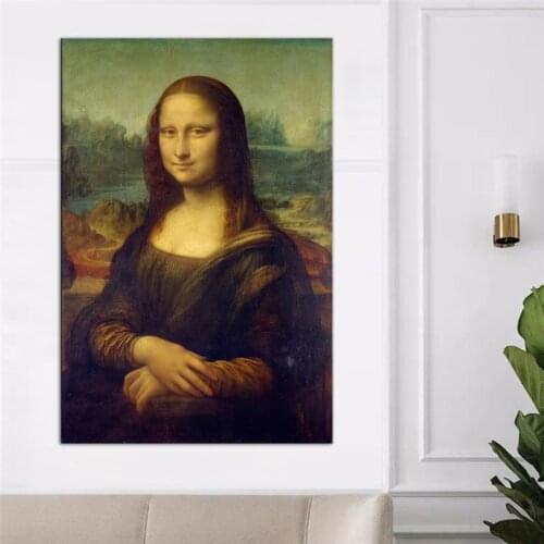 Leonardo Da Vinci Poster Smile of Mona Lisa Painting Famous Portrait Oil Paintings Hand Painted Canvas Custom Oil Painting