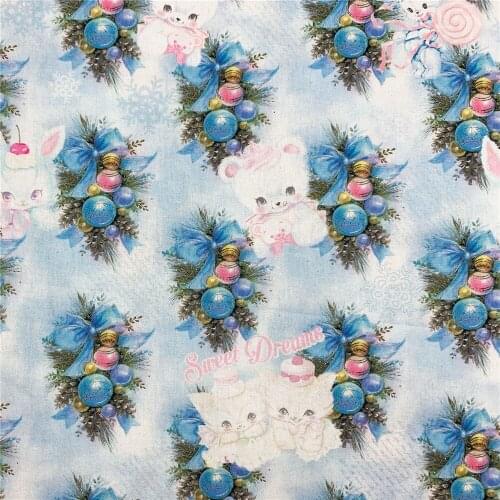 Rabbit Bear Christmas Plain cotton fabric for Sewing Quilting DIY Children Bed Sheet Pillowcase Patchwork Material