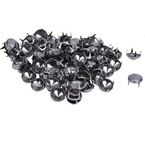 100 Silver Tone 10mm Round Conical Studs Spots Punk Rock Nailheads Spikes