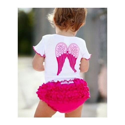 Summer Hot sell Baby Girl Clothes Cotton Cute Girl Wing T-shirts+Shorts 2Pcs Baby Suit Newborn Toddler Baby Clothing Set