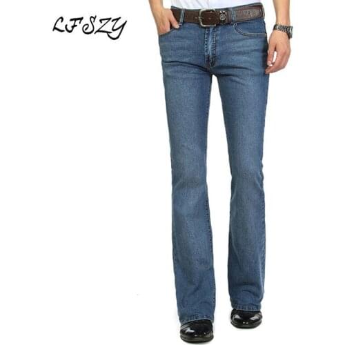 Jeans Men 2020 New Mens Light Blue Jeans Elastic Flare Pants Mens Micro Pants Slim Jeans More Sizes 26-36 38 40