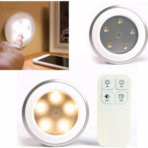 2019 New White 5 LED Night Light Lamp Stick-on Cabinet Closet Wardrobe Wireless Remote Control