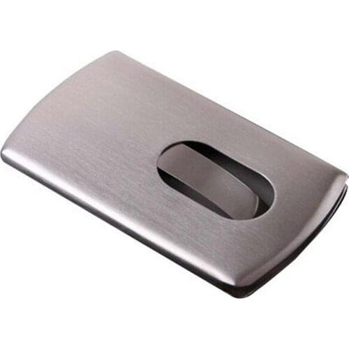2020 new spot credit card holder card box hand push metal brushed business card holder all stainless steel card holder