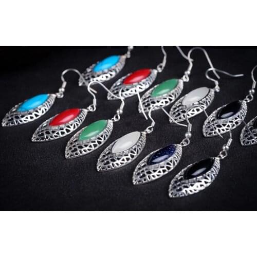 NEW 5 choices Women Genuine tibetan Silver natural Marcasite Earrings