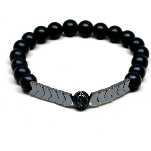 New Style Frosted Matte Onyx Stone Hematite Arrow Jewelry Male Female Bracelets For Men Natural Stone Beads Bracelet