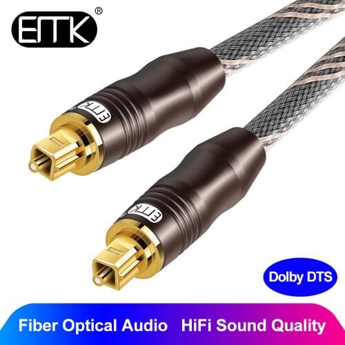 EMK Optical Audio Cable 5.1 Digital toslink SPDIF Cable braided jacket 1m 2m 3m 5m 10m Soundbar CD DVD TV Speaker Amplifier