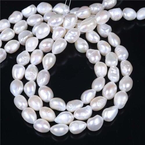 Wholesale A Natural 10-11mm White Baroque Irregular Pearl Beads Loose 14