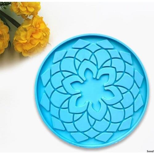 Mandala Coaster Epoxy Resin Mold Round Cup Mat Mug Pad Silicone Mould DIY Crafts Ornaments Home Decorations Casting Tool