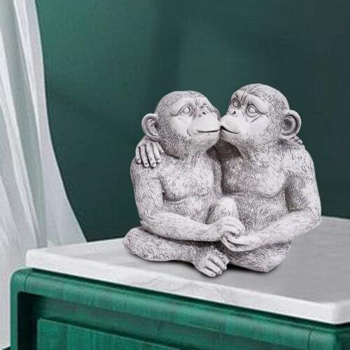 Resin Kissing Monkeys Statue Garden Ornaments Decor Gift Present for all Occasion, Home Decor Outdoor Statues