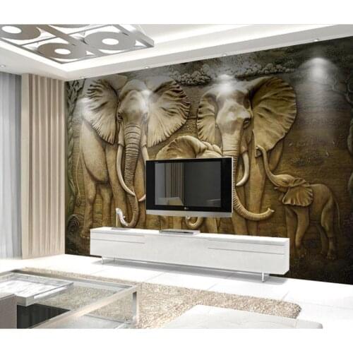Custom photo wallpaper 3d mural wallpaper for walls 3 d Three-dimensional golden relief elephant background wall painting murals