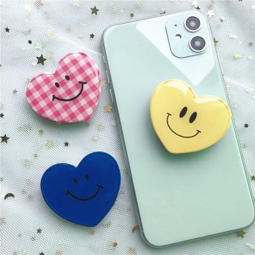 Lovely heart shape smile expanding stand and grip phone holder phone grip love pattern phone stand socket for smartphone