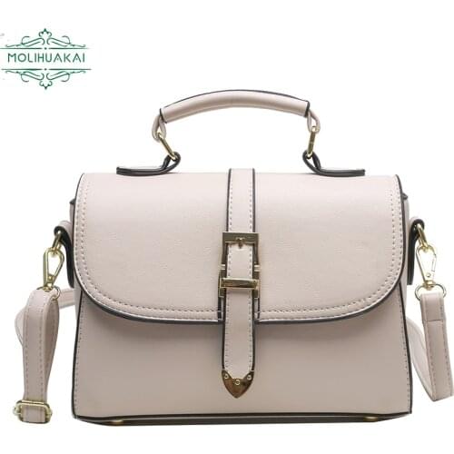 Simple Solid Color Ladies Bag High Quality PU Leather Shoulder Bag Casual Messenger Bag Girl Luxury Brand Designer Handbag Sac