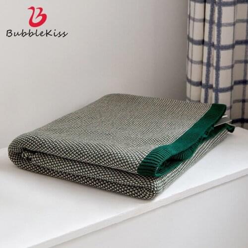 Bubble Kiss Nordic Style Knitted Throw Blanket Spring Autumn Home Sofa Bed Nap Cover Blankets Fashion Thick Green Shawl Blanket