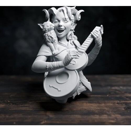 Unassambled 1/12 ancient woman bust with guitar Resin figure miniature model kits Unpainted