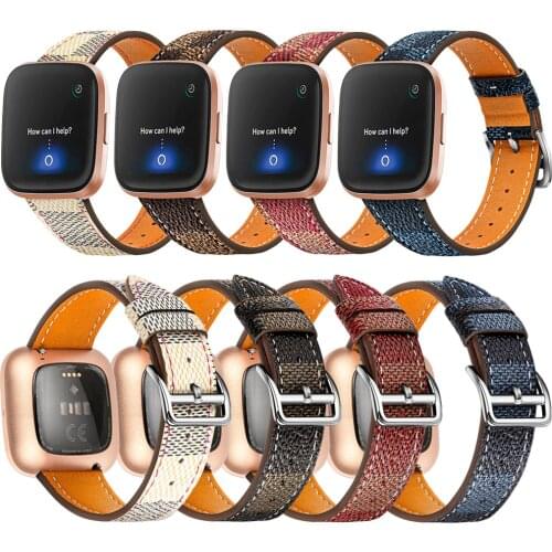 Honecumi For Fitbit Versa Strap Leather Sport Fitness Watch Band For Fitbit Versa 2 Versa Lite Colorful Bands For Fit bit Smartw