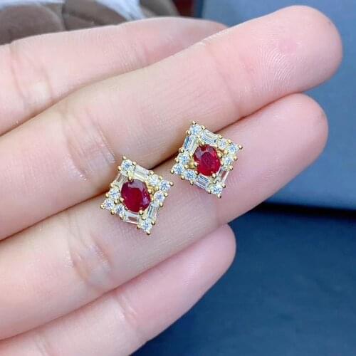 100% Natural And Real Ruby Earring 925 sterling silver Fine jewelry For men women Earring