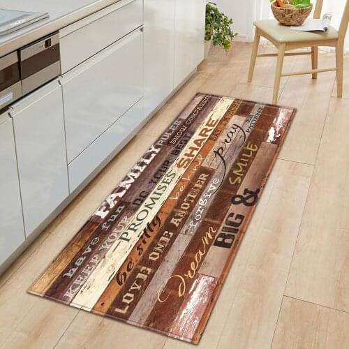 Nordic Kitchen Mat Bedroom Entrance Doormat Home Hallway Floor Decoration Living Room Rug Wood Anti-Slip Carpet Grain Bathroom