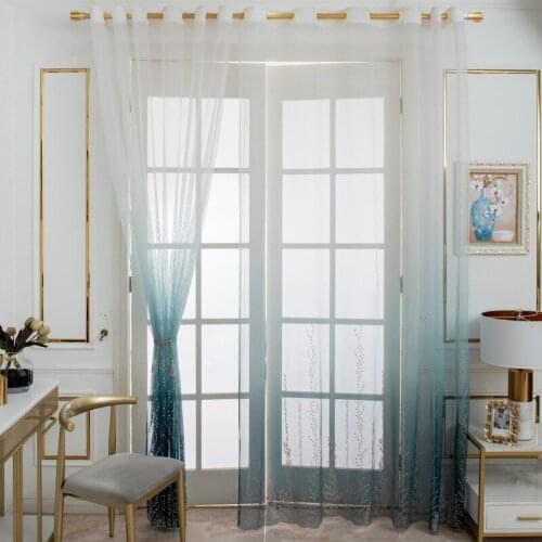 2PC Tulle Transparent Curtains for Living Room Bedroom Sheer Curtains Home Decor Window Treatment Drapes
