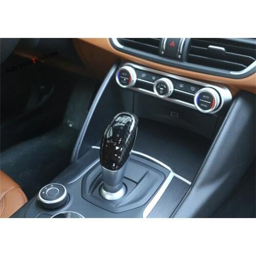 Yimaautotrims Stalls Gear Shift Knob Cover Interior Trim Fit For Alfa Romeo Stelvio 2017 2018 2019 2020 / ABS Carbon Fiber Look