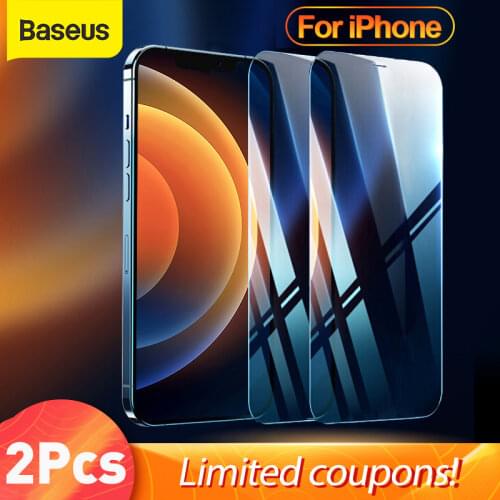Baseus 2Pcs Tempered Glass For iPhone 12 11 Pro Max XS Max XR Protector For iPhone Tempered Film Screen Protector Front Glass HD