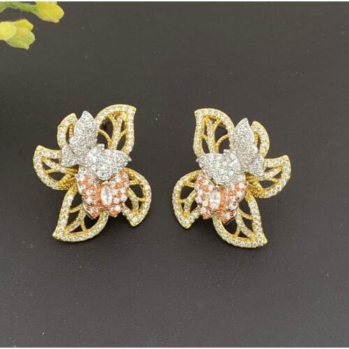 Lanyika Fashion Jewelry Artistic Butterfly Micro Plated Earrings For Women Wedding Banquet Daily Popular Best Gifts