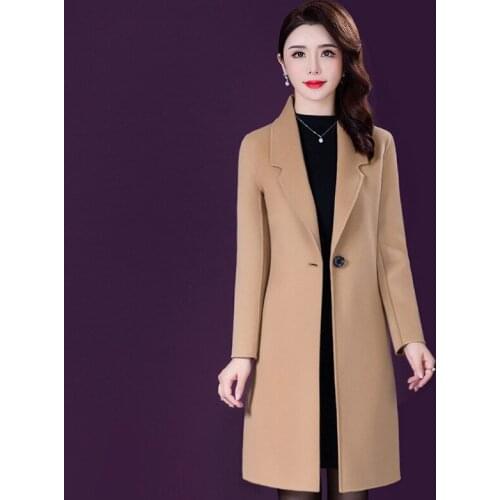 Womens woolen coat autumn and winter new style artificial wool Nizi mid-length woolen coat coat