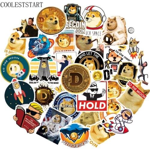 10/50Pcs/pack Dogecoin Commemorative Coins Retro Stickers Toys For Kids Motorcycle Skateboard Phone Hand Diarie Scrapbook Toys